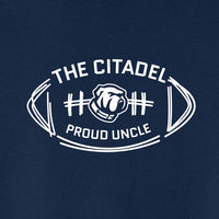 Load image into Gallery viewer, The Citadel Bulldog Proud Uncle Unisex Sponge Fleece Drop Shoulder Sweatshirt-Navy
