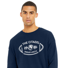 Load image into Gallery viewer, The Citadel Bulldog Proud Uncle Unisex Sponge Fleece Drop Shoulder Sweatshirt-Navy
