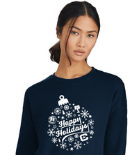 Load image into Gallery viewer, The Citadel Happy Holidays Unisex Drop Shoulder Sweatshirt-Navy
