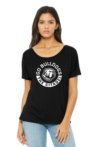 Load image into Gallery viewer, Go Bulldog! Women’s Slouchy Tee-Black
