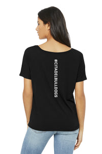 Load image into Gallery viewer, Go Bulldog! Women’s Slouchy Tee-Black-Back
