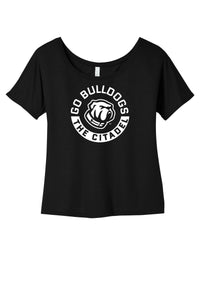 Load image into Gallery viewer, Go Bulldog! Women’s Slouchy Tee-Black
