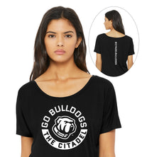 Load image into Gallery viewer, Go Bulldog! Women’s Slouchy Tee-Black
