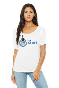 Load image into Gallery viewer, The Citadel Spike Women’s Slouchy Tee-White
