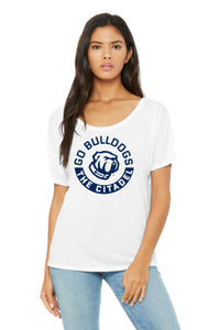 Load image into Gallery viewer, Go Bulldog! Women’s Slouchy Tee-White
