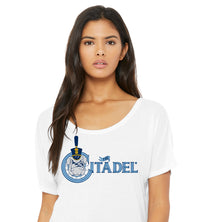 Load image into Gallery viewer, The Citadel Spike Women’s Slouchy Tee-White
