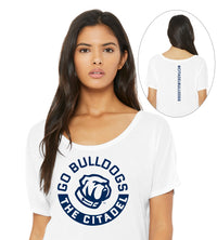 Load image into Gallery viewer, Go Bulldog! Women’s Slouchy Tee-White
