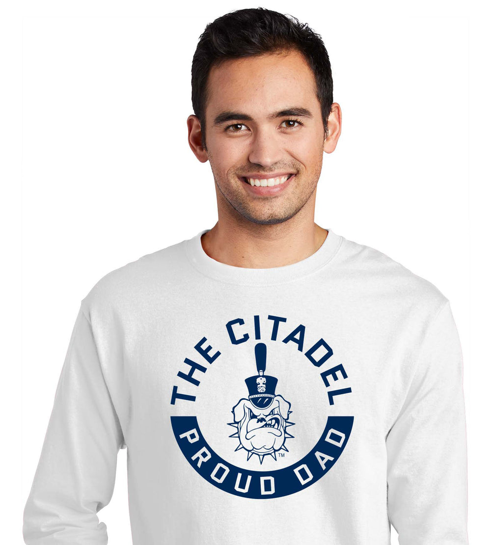 The Citadel Spike Proud Dad Champion Jersey Long Sleeve Tee-White