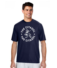 Load image into Gallery viewer, The Citadel Marching Bulldog and Stars Performance Tee-Navy
