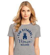 Load image into Gallery viewer, Mama Bulldog Barracks Women’s Perfect Weight ® Tee- Heathered Steel
