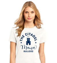 Load image into Gallery viewer, Mama Bulldog Barracks Women’s Perfect Weight ® Tee- White
