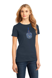 Load image into Gallery viewer, Spike Rhinestones Women’s Perfect Weight ® Tee-Navy

