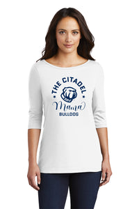 Load image into Gallery viewer, Mama Bulldog Spork Women’s Perfect Weight ® 3/4-Sleeve Tee-White
