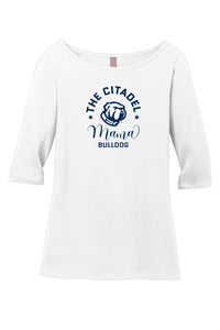 Load image into Gallery viewer, Mama Bulldog Spork Women’s Perfect Weight ® 3/4-Sleeve Tee-White
