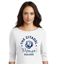 Load image into Gallery viewer, Mama Bulldog Spork Women’s Perfect Weight ® 3/4-Sleeve Tee-White
