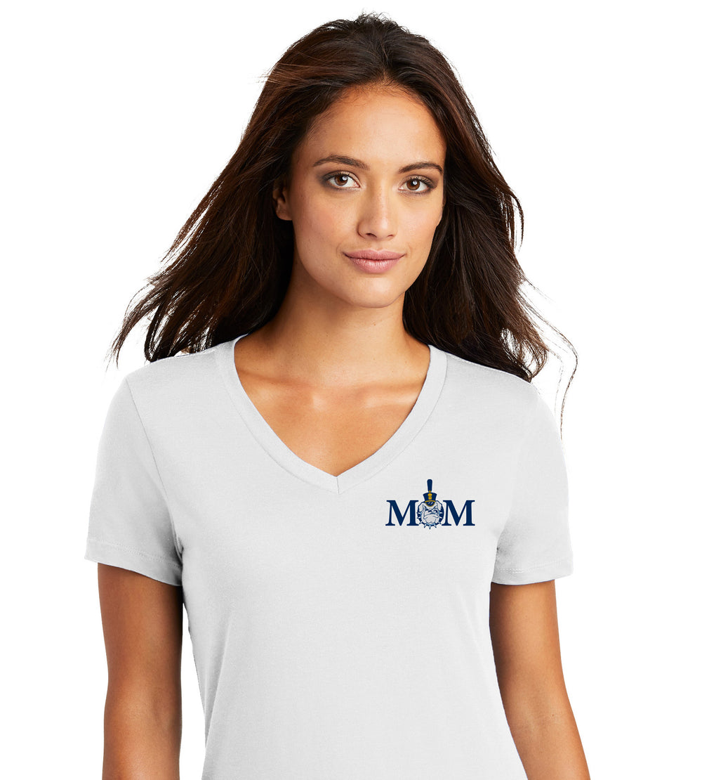 Mom & Spike  Women’s V-Neck Tee-White