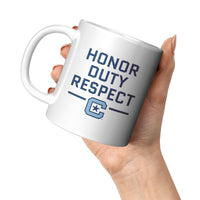 Load image into Gallery viewer, The Citadel C - Honor Duty Respect White Mug 11oz
