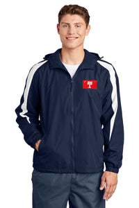 Load image into Gallery viewer, Big Red Fleece-Lined Colorblock Embroidery Jacket
