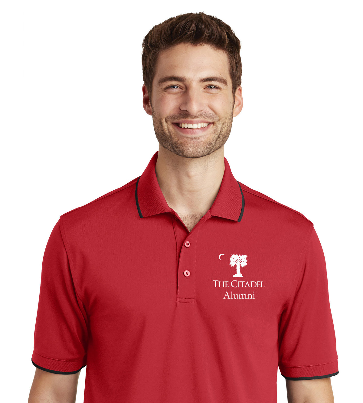 The Citadel Palmetto Alumni UV Micro-Mesh Tipped Polo-Rich Red