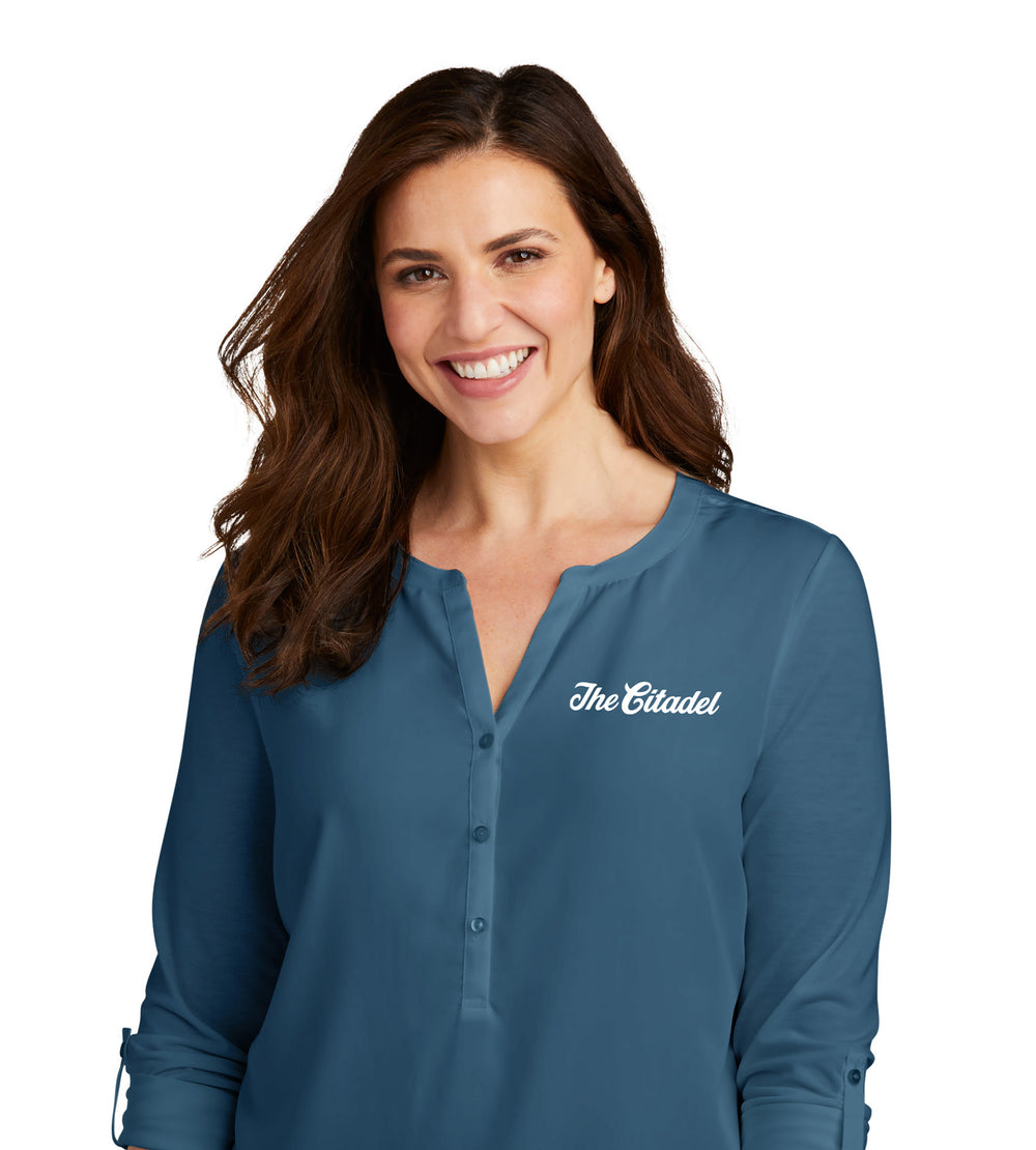 The Citadel Ladies Concept Henley Tunic-dusty Blue