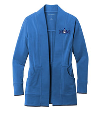 Load image into Gallery viewer, Mom and Spike Ladies Microterry Cardigan-Aegean Blue
