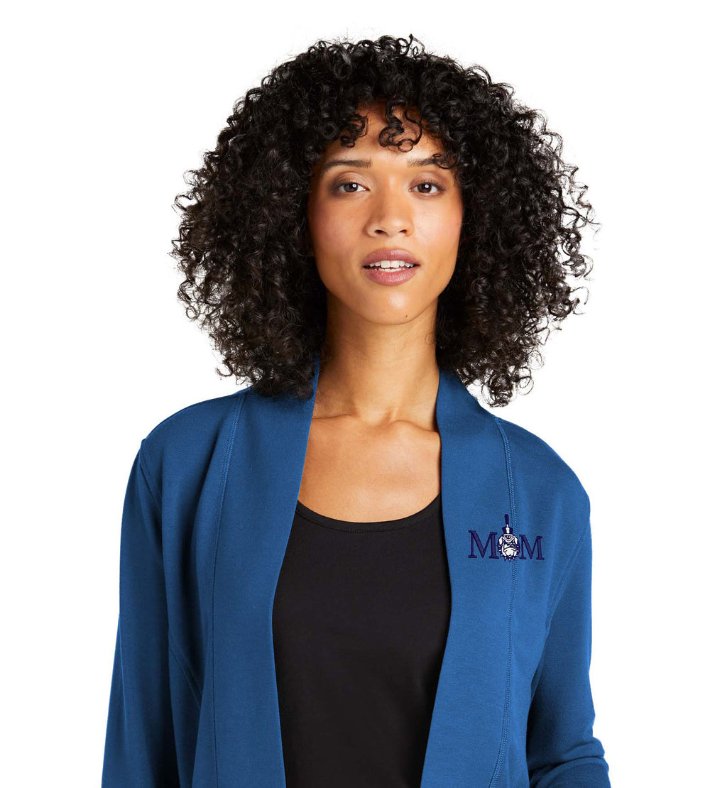 Mom and Spike Ladies Microterry Cardigan-Aegean Blue