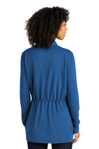 Load image into Gallery viewer, Mom and Spike Ladies Microterry Cardigan-Aegean Blue
