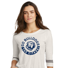 Load image into Gallery viewer, Go Bulldogs New Era ® Ladies Tri-Blend 3/4-Sleeve Tee-Fan White
