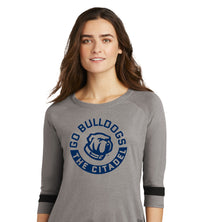 Load image into Gallery viewer, Go Bulldogs New Era ® Ladies Tri-Blend 3/4-Sleeve Tee-Shadow Grey
