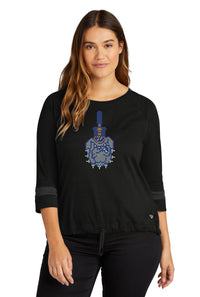 Load image into Gallery viewer, Spike Rhinestones New Era ® Ladies Tri-Blend 3/4-Sleeve Tee-Black
