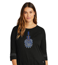 Load image into Gallery viewer, Spike Rhinestones New Era ® Ladies Tri-Blend 3/4-Sleeve Tee-Black
