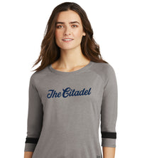 Load image into Gallery viewer, The Citadel New Era ® Ladies Tri-Blend 3/4-Sleeve Tee-Shadow Grey
