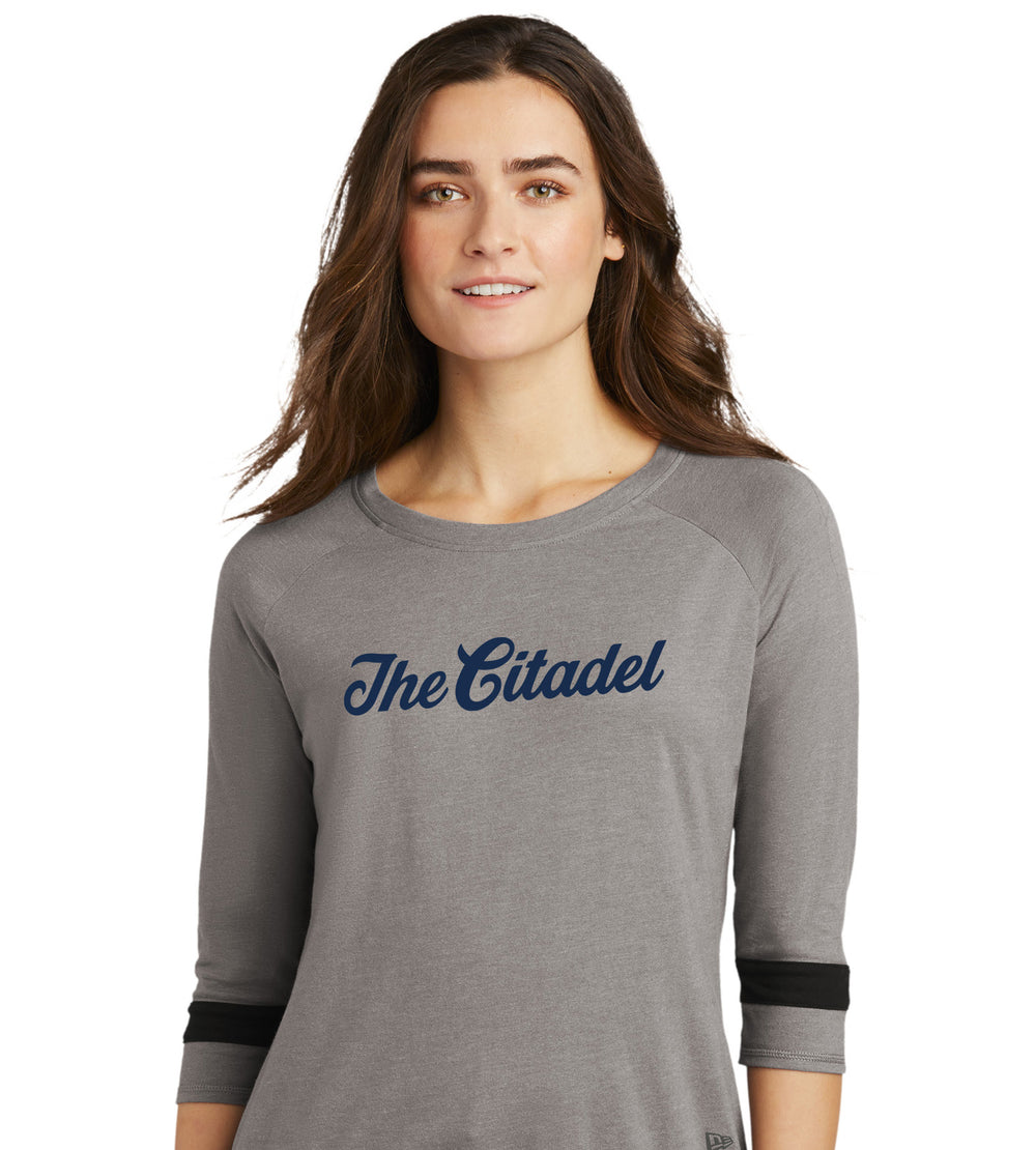 The Citadel New Era ® Ladies Tri-Blend 3/4-Sleeve Tee-Shadow Grey