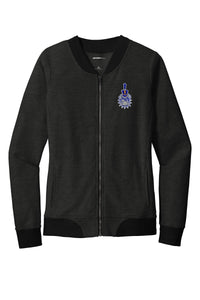 Load image into Gallery viewer, Spike Ladies Lightweight French Terry Bomber-Heather Black-Back
