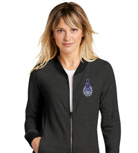 Load image into Gallery viewer, Spike Ladies Lightweight French Terry Bomber-Heather Black-Back

