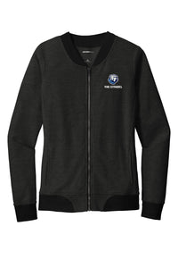 Load image into Gallery viewer, The Citadel Bulldog Ladies Lightweight French Terry Bomber-Heather Black
