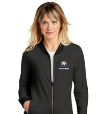 Load image into Gallery viewer, The Citadel Bulldog Ladies Lightweight French Terry Bomber-Heather Black
