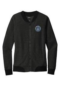 Load image into Gallery viewer, The Citadel Bulldogs and Stars Ladies Lightweight French Terry Bomber-Heather Black
