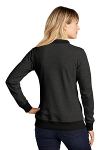 Load image into Gallery viewer, The Citadel Bulldog Ladies Lightweight French Terry Bomber-Heather Black-Back
