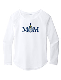 Load image into Gallery viewer, Mom &amp; Spike Ladies Long Sleeve Tri-Blend Wicking Scoop Neck Raglan Tee- White
