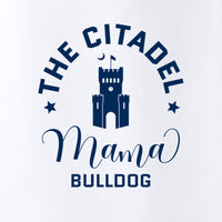 Load image into Gallery viewer, Mama Bulldog Barracks Ladies Long Sleeve Tri-Blend Wicking Scoop Neck Raglan Tee- White
