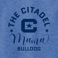 Load image into Gallery viewer, Mama Bulldog C Ladies Long Sleeve Tri-Blend Wicking Scoop Neck Raglan Tee-True Royal Heather
