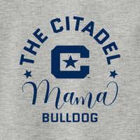 Load image into Gallery viewer, Mama Bulldog C Ladies Long Sleeve Tri-Blend Wicking Scoop Neck Raglan Tee-True Royal Heather/ Light Grey Heather
