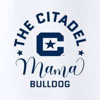 Load image into Gallery viewer, Mama Bulldog C Ladies Long Sleeve Tri-Blend Wicking Scoop Neck Raglan Tee- White
