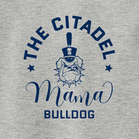 Load image into Gallery viewer, Mama Bulldog Spike Ladies Long Sleeve Tri-Blend Wicking Scoop Neck Raglan Tee-True Royal Heather/Light Grey Heather
