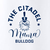 Load image into Gallery viewer, Mama Bulldog Spike Ladies Long Sleeve Tri-Blend Wicking Scoop Neck Raglan Tee-White
