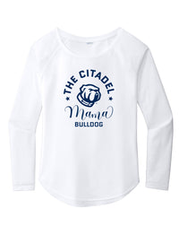 Load image into Gallery viewer, Mama Bulldog Spork Ladies Long Sleeve Tri-Blend Wicking Scoop Neck Raglan Tee-White
