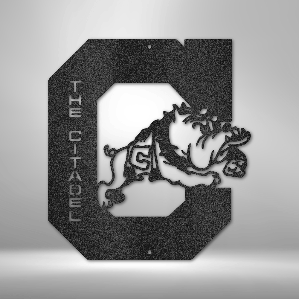 The Citadel, Block C Jumping Bulldog - Metal Wall Art