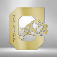 Load image into Gallery viewer, The Citadel, Block C Jumping Bulldog - Metal Wall Art
