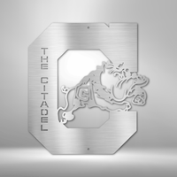 Load image into Gallery viewer, The Citadel, Block C Jumping Bulldog - Metal Wall Art
